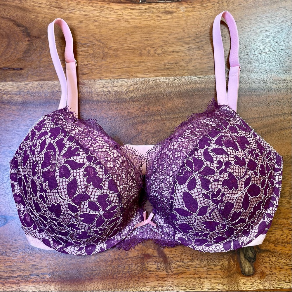 Victoria's Secret 32DD Dream Angels Push Up Bra Pink Purple
